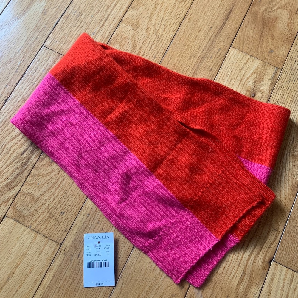 Crewcuts red and pink 100% cashmere scarf for girl size S